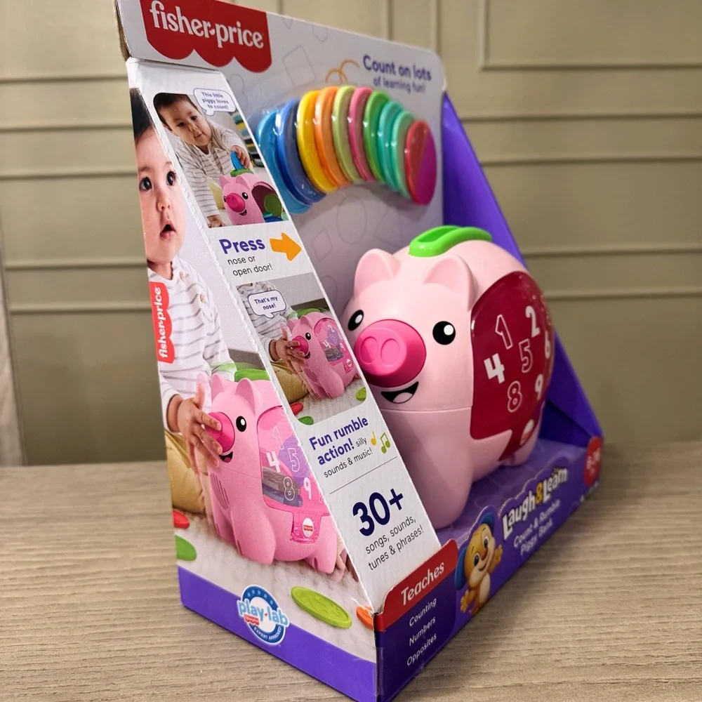 Fisher-Price Laugh & Learn Count & Rumble Piggy Bank & Toddler Toy . NEW